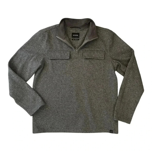 prAna Brookland 1/4 Zip Sweater Gravel Gray Men’s Size M - Picture 5 of 10